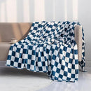 LOMAO Throw Blankets Flannel Blanket with Checkerboard Grid Pattern Soft Throw Blanket for Couch, Bed, Sofa Luxurious Warm and Cozy for All Seasons (Navy, 50"x60") by CozyNest Decor