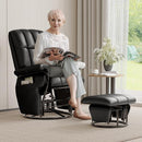 JIASTING 360° Swivel Recliner Chair with Ottoman & Double Side Pockets, Nursing Glider Rocking Recliner Chair, Gliding Chair for Nursery, Living Room, Office, Bedroom, Metal Frame (Black 1) by TinyTreasures Baby Boutique