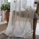 Sutuo Home Boho Curtains Crochet Lace Sheer Bohemian Stylish with Tassels, Window Treatment Privacy Vintage Rustic Farmhouse Drapes for Bedroom, Rod Pocket 1 Panel 59" W x 102" L, White by CozyNest Decor