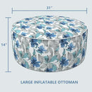 LVTXIII Outdoor/Indoor Inflatable Ottoman, All Weather Round Footrest Stool with Handle D31”x H14”, Portable Pouf for Patio Garden Camping or Home Decoration, Clemens Noir Blue by CozyNest Decor