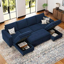 Belffin Modular Sectional Sleeper Sofa with Pull Out Bed Convertible U Shaped Sectional Sofa Couch with Storage Chaises for Living Room Blue by CozyNest Decor