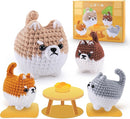Crochet Kit for Beginners- 4 PCS Fat Shiba Inu Crochet Kits for Adults, 4PCS Corgi Dog Crochet Animal Kit with Step-by-Step Video Tutorials, Yarn, Crochet Hook, Instructions DIY Knitting Kit by TinyTreasures Baby Boutique