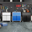 Metal Storage Cabinet on Wheels with 1 Drawer, Rolling Steel Garage Tools Cabinet with Side Pegboard &4 Hooks & 1 Adjustable Shelf for Garage,Shop,Home, Blue/Gray, Assembly Required by GreenHaven Gardens