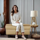 Ottoman Rectangular Storage Ottoman Bench, Flannel Footrest Stool Footstool with Lid for Living Room, Bedroom, Entryway, Light Brown, 28.5"x19"x17.5" by CozyNest Decor