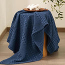 PHF 100% Cotton Waffle Weave Throw Blanket, Soft Lightweight Breathable Cozy Summer Throws for Couch Bed Sofa, Luxury Aesthetic Woven Blanket for Home Decor & Office, 50"x60", Bright Navy by CozyNest Decor