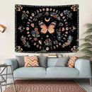 Fowocu Orange Butterfly Moon Flower Tapestry Boho Floral Plant Tapestries for Bedroom Aesthetic Tapastry's Wall Hanging Mandala Botanical Wall Tapestry for Living Room Dorm (Yellow, 80'' × 60'') by CozyNest Decor