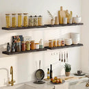 55 Inch Floating Shelves, Live Edge Elm Wood Floating Shelf for Wall, Wall-Mounted Display Shelves with Invisible Heavy-Duty Bracket, Long Floating Shelf for Kitchen, Living Room, Walnut Finish by CozyNest Decor