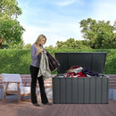 Domi Outdoor Storage Deck Box 120 Gallon, Waterproof Lockable Steel Outdoor Storage Container for Outside Cushions, Garden Tools and Pools Equipment, Gray by GreenHaven Gardens