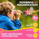 Binoculars for Kids, Toys for 3-12 Year Old Girls and Boys, Bird Watching Hiking Outdoor Learning Toy with Magnifying Glass &Compass, Birthday Easter Gifts Toys for Boy Kid Ages 3-6 (Pink) by TinyTreasures Baby Boutique