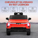 Qaba 12V Kids Ride on Truck, Chevrolet Silverado EV RST Licensed Electric Car with Parent Remote Control, Back Storage, Spring Suspension, Soft Start, Auxiliary Wheels, LED Lights, Music, MP3, Red by TinyTreasures Baby Boutique