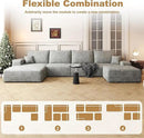 136" Sectional Couches for Living Room Modern Modular Sofa with L-Shape Couchs Upholstered Boneless Couch Deep Seat Sectional Couch with Chaise (Grey, Left Facing Chaise+3Seaters+Ottoman) by CozyNest Decor
