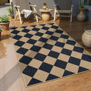 Lahome Checkered Easy Jute 3x5 Outdoor Patio Rug, Washable Rugs for Entryway Diamond Indoor Outdoor Living Room Carpet, Farmhouse Neutral Non Slip Black Door Carpet for Backyard Bedroom by CozyNest Decor