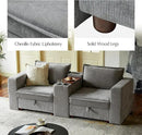 HULALA HOME 148" Modular Sectional Sofa with USB Port and Console, 4 Seater Sofa with Storage Ottoman, Oversized Sectional Couches for Living Room, FSC Certified, Grey by CozyNest Decor