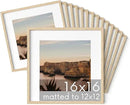 HAUS AND HUES Square Picture Frames 16 x 16 Set of 15 - Photo Gallery Wall Frame Set, Wood 16x16 Frames, 16 x 16 Frames Gallery Wall Set, 16x16 Frame with Mat, Square Frames 16x16 (Beige Oak Frames) by CozyNest Decor