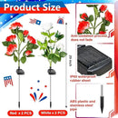 Woanger 4 Pcs Solar Flowers Cemetery Grave Decorations Outdoor LED Flower Lights with 6 Rose Powered Garden Stake Lights Waterproof for Independence Day Grave Decorations(Red, White) by GreenHaven Gardens