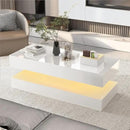 Uspeedy 47.3IN High Glossy LED Coffee Table,APP LED Lights,Black/White, Modern Furniture for Living Room (White) by CozyNest Decor
