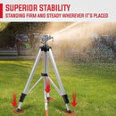 YAMATIC Impact Sprinkler on Tripod Base, 360 Degree Large Area, Heavy Duty Adjustable Pulsator Sprinkler for Lawn Yard and Grass, Spray up to 20-90ft (36inch) Zinc Head, 2Pcs by GreenHaven Gardens