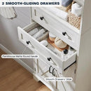 72" Tall Bathroom Storage Cabinet, Farmhouse Storage Cabinet with 2 Drawers, Adjustable Shelves & Barn Door, Cabinet for Bathroom, Living Room, Kitchen, Off White by CozyNest Decor