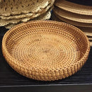 Hadewoven Round Rattan Fruit Basket Wicker Food Tray Weaving Storage Holder Dinning Room Bowl, 7”Decorative Natural Basket Woven Fruit Basket Bowl for Entryway Table, Countertop (Small 7”) by CozyNest Decor