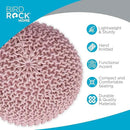 BIRDROCK HOME Round Pouf Ottoman | Cotton Braided Foot Stool with Bean Bag Filling | Boho Foot Rest for Living Room & Bedroom | Compact & Comfortable Seating, Lightweight & Soft | Dusty Rose by CozyNest Decor