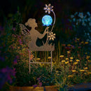 HONGLAND Solar Garden Lights Outdoor Decor, Fairy Figurine Moon Crackle Glass Lights Stake, Housewarming Ornament for Patio, Lawn, Yard, Pathway - Unique Gardening Gifts for Women Mom Grandma by CozyNest Decor