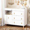 Baby Dresser Changing Table with Drawers,Shelf,Hidden Laundry Basket Storage,2 in 1 Nursery Dresser Chest for Infants, Baby Diaper Changing Station for Daycare,Bedroom,White by TinyTreasures Baby Boutique