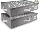 HOMELUX THEORY 2pc Under Bed Storage Containers, Bedroom Under the Bed Drawer Storage Organizer with Bins and Lids, Medium Underbed Clothes Storage Box Ideal for Blanket, Fabric, & Shoes (LightGray) by CozyNest Decor