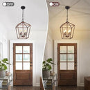 Chandelier for Dining Room, 4-Light Rustic Chandelier Fixtures, Vintage Ceiling Light with Adjustable Height, Antique Bronze Geometric Hanging Light for Bedroom, Foyer, Kitchen, Living Room, Entryway by CozyNest Decor