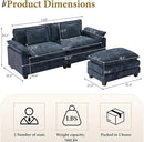 URRED Modular Sectional Sofa Comfy Cloud Couch, Modern Chenille Sofa Sleeper Deep Seat Couches with Ottoman/Pillows for Living Room (Blue, 82.6''- L Shape) by CozyNest Decor