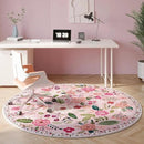 Round Rug 6ft Washable Circle Rug Non Slip Low Pile Boho Floral Small Circular Rug for Bedroom, Bathroom, Entryway, Kids Room, Office, College Dorm(Pink) by CozyNest Decor