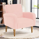 Chenille Fabric Accent Chair, Upholstered Armchair with Solid Wood Legs, Modern Living Room Accent Chair, Comfy Single Sofa Chair Reading Club Chair for Bedroom Reception Lounge, Pink by CozyNest Decor