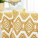 HWY 50 Mustard Yellow Decorative Throw Pillow Covers 18x18 Inch, Pack of 2 Embroidered Cotton Farmhouse Cushion Cover Pillow Case for Sofa Couch Living Room Bed Bedroon, Modern Diamond Geometric by CozyNest Decor