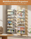 Over the Door Pantry Organizer 8-Tier, Large Metal Door Spice Rack with Adjustable Basket, 2 in 1 Wall Mount or Hanging Heavy-Duty Pantry Door Storage Shelf for Kitchen and Bathroom, White by CozyNest Decor