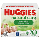 Huggies Natural Care Sensitive Baby Wipes, Unscented, Hypoallergenic, 99% Purified Water, 12 Flip-Top Packs (768 Wipes Total), Packaging May Vary by TinyTreasures Baby Boutique