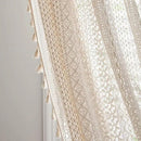 Sutuo Home Boho Curtains 120 inches for Bedroom Living Room Patio Doorway, Crochet Lace Sheer Bohemian Extra Long with Tassels,Window Treatment Drape, Single 1 Panel 59" W x 120" L, Beige by CozyNest Decor