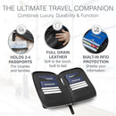 Full Grain Leather Family Passport Holder for 2-4 Passports - RFID Passport Holder and Travel Document Organizer - Large Leather Travel Wallet for Couples and Families - Black by TinyTreasures Baby Boutique