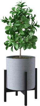 FaithLand Plant Pot 12 inch - Perfectly Fits Mid-Century Modern Plant Stand - Drainage Plug - Gray Planter Pot by GreenHaven Gardens