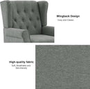 Accent Chair, Upholstered Armchair with Button Tufted High Back & Solid Wood Legs, Comfy Wingback Reading Single Sofa Chair for Small Spaces, Living Room, Bedroom (Grey, Set of 1) by CozyNest Decor
