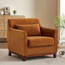 Extra Deep Accent Chair, Fabric Upholstered Comfy Reading Armchair for Living Room, Bedroom Single Seat Sofa Chair with Wood Base, Curry by CozyNest Decor