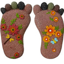 Stepping Stones - Light Brown Resin Footprint Shaped Set of 2 for Patio, Deck, Garden or Sidewalk by CozyNest Decor
