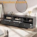 IDEALHOUSE 70in TV Stand for TVs up to 80", Mid Century Modern Entertainment Center with Storage Drawer and Open Shelves, TV Console Media Cabinet for Living Room, Bedroom, Black by CozyNest Decor