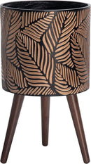 D'vine Dev 12 Inch Planter Pot with Stand, Mid-Century Tall Plant Pot with Legs for Indoor Plants, Large, Bronze/Grey, 88-L-C-6 by GreenHaven Gardens