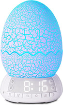 Upgraded Dinosaur Egg Alarm Clock/Digital Clock/Night Light/Music & White Noise Aid Sleep Machine/Bluetooth Speaker, Decor Ideal & Unique Lamp for Bedroom/Living Room, Gifts for Kids by TinyTreasures Baby Boutique