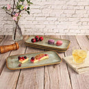 Ceramic Dinner Plates Dish Set, Set of 4, Microwave Oven and Dishwasher Safe,Scratch Resistant, Dinnerware Kitchen Porcelain Serving Dishes Brown glaze change, 12.4 Inch Rectangle plate by CozyNest Decor