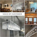 IKK Modern Rectangle Black Crystal Chandeliers for Dining Room, 42" Large Rectangular Water Ripple Glass Island Light Fixture, Linear Farmhouse Lighting for Kitchen Island, Living Room, L42xW11xH12 by CozyNest Decor