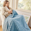 NEWCOSPLAY Super Soft Twin Blanket Blue Premium Silky Flannel Fleece 3D Clouds Stylish Jacquard Lightweight Bed Blanket All Season Use 350GSM (Blue, Twin(60"x80")) by CozyNest Decor