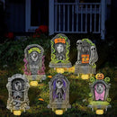 Hiboom 6 Set Large Halloween 3D Changing Face Rip Graveyard Tombstones and 23.6x15.7 Inch Halloween Skeleton Headstone 6 Pcs LED String Lights Halloween Decoration for Yard Garden Lawn by GreenHaven Gardens