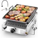 Stainless Steel Tabletop Grill,18 Inch Portable Propane Grill Griddle with Handle,8000 BTU Flat Top Grill for Camping, Outdoor & Tailgating Barbecue by GreenHaven Gardens