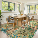 LIVEBOX Boho 8x10 Area Rugs for Living Room, Washable Soft Jungle Animal Print Rug for Bedroom, Farmhouse Non Slip Rug Floor Carpet, Forest Dining Room Rugs for Under Table by CozyNest Decor