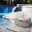 LVTXIII Inflatable Stool Ottoman Footrest with Handle, Decorative Fade-Resistant Foot Stool, Indoor or Outdoor Pouf for Home Patio Garden and Camping Use, D21 x W 21 x H9, Warm Paisley by CozyNest Decor